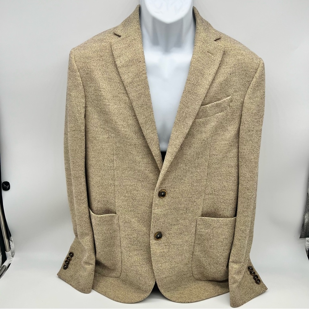 Mango Tan Sport Coat with Notched Lapels and Relaxed Fit-Size 40R/54 IT/ 50 EU